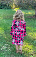 Bright Red & Black Buffalo Plaid LS Dress