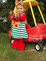 Green Stripe Reindeer Dress