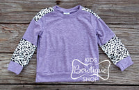 Lilac and Animal Print Long Sleeve Tee