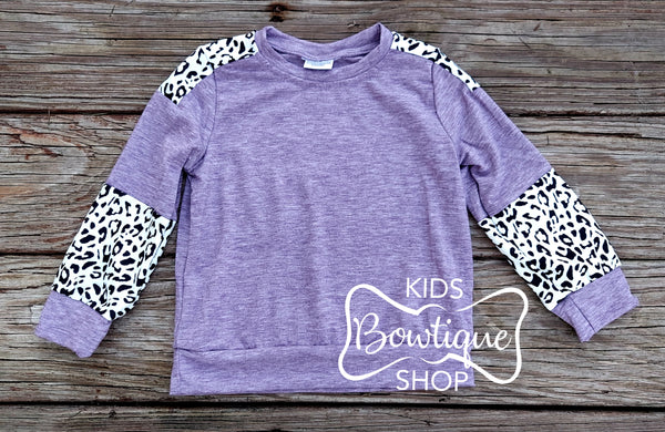 Lilac and Animal Print Long Sleeve Tee