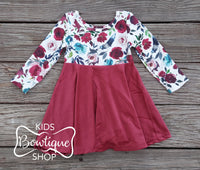 Holiday Floral Roses Soft Velvet Dress