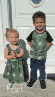 Green Swirls & Stars Dress & Raglan Tee