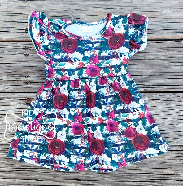 Christmas Floral Short Sleeve Pearl