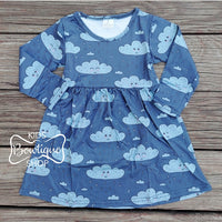 Silly Clouds Long Sleeve Pearl Dress