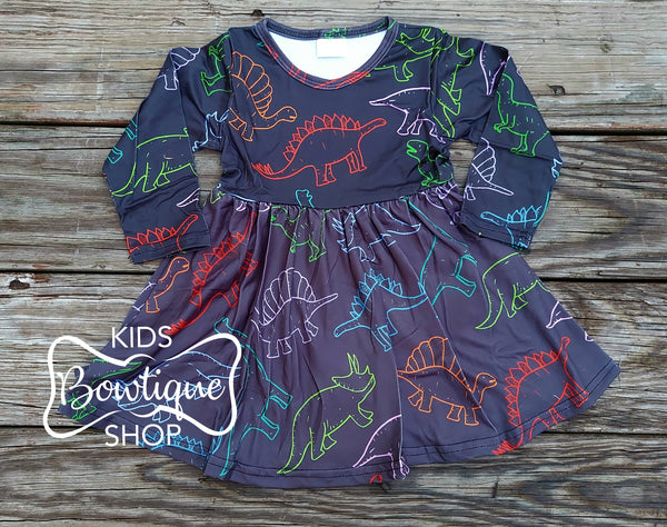 Dinos Everywhere Twirl Dress