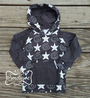 White & Black Stars Hooded Top