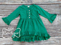 Green High Low Tunic Style Dress