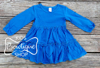 Cornflower Blue Ruffle Tiered Cotton Dress