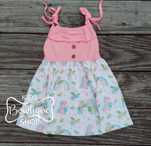 Rainbows & Dinos Pastel Summer Dress