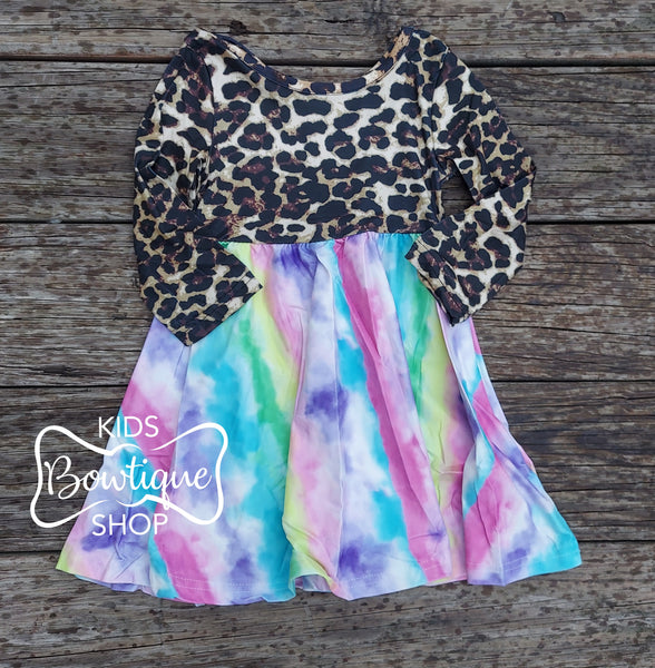 Cheetah Tie Dye Twirl Dress