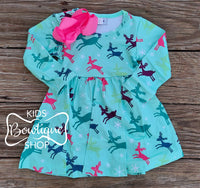 Mint Dashing Deer Twirl Dress