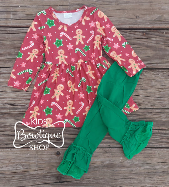 Gingerbread Dress & Ruffle Pant Set