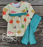 Spring Birdies & Ankle Leggings Tunic Set