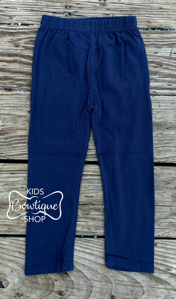 Navy Cotton Basic Leggings