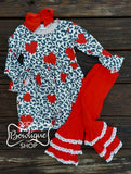 Animal Print Heart Tunic with Triple Ruffle Pants