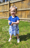 Sharks & Fishes Blue Twirly Dress