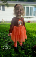 Brown & Peach Turkey Tutu & Polka Dot Leggings Set (Sizes 12M, 5T left)