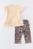 Cream Some Bunny Loves Me Tutu Top with Leopard Capris