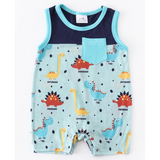 Teal Dino Tank Romper