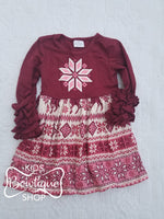 Wine Snowflake Dress