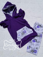 Purple Hooded Capris Set